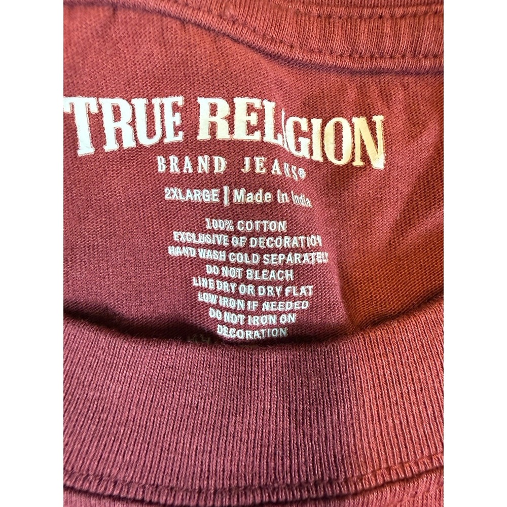 True Religion Shirt Mens 2XL Burgundy Tiger Graphic Fashion For The Senses - Picture 3 of 5